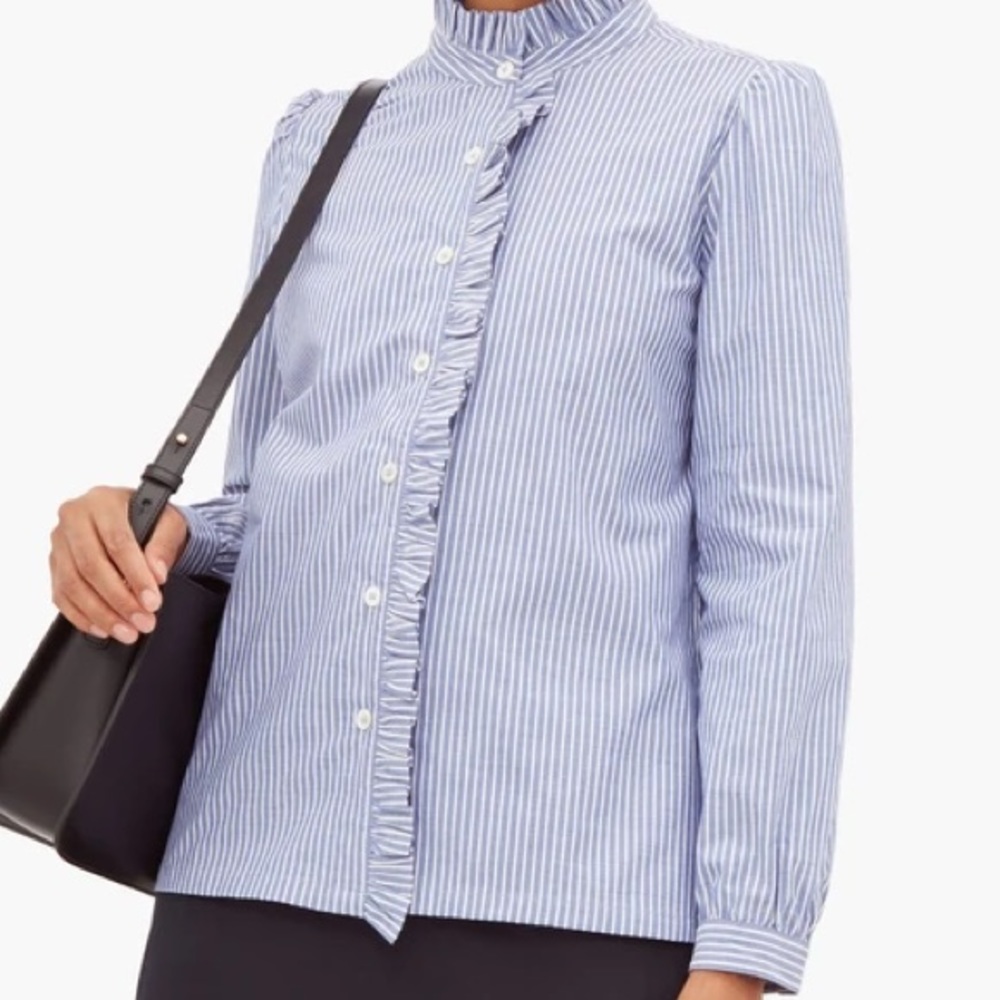 A.P.C. Light blue ruffle collared blouse